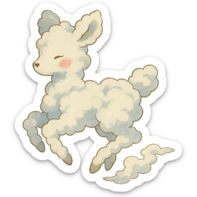 vanilla cloud doe, floating, rosy cheeks, ghibli inspired sticker