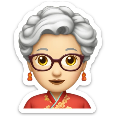 Chinese senior lady wdress traditiona Chinese sticker