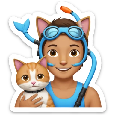 Kai Cenat holding a cat wearing a snorkel sticker