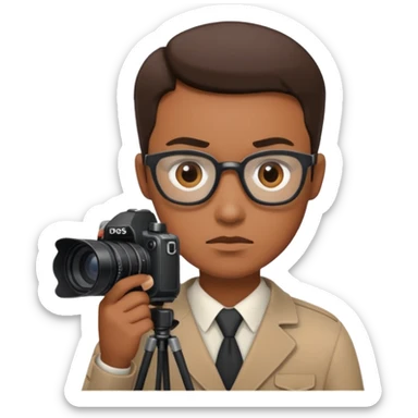 a journalist with a camera sticker