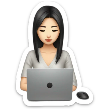 asia-girl-beautiful-typing-on-computer-sad sticker