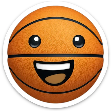 a basketball with a smile sticker