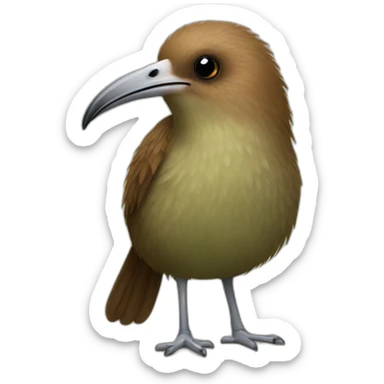 kiwi bird, cute little brown bird with a very long thin beak whole body sticker
