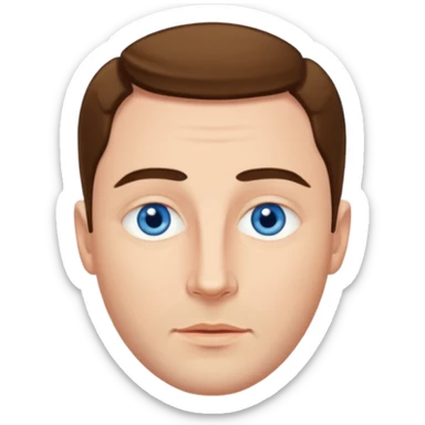 a man with deep blue almond eyes and hollow cheeks with a perfect jawline sticker