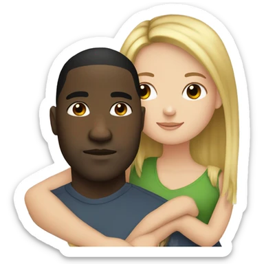 White girl big cuddling black man sticker