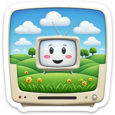 White tv with emoji landscape  sticker