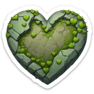 Slightly mossy Rock shaped like a heart sticker