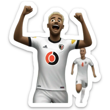 A Corinthians fan celebrate the victory sticker