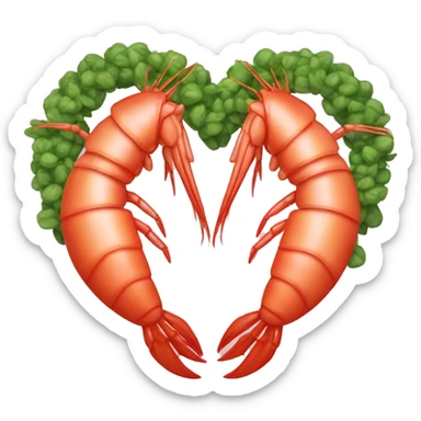 shrimp heart adorned with shrimp garland  sticker