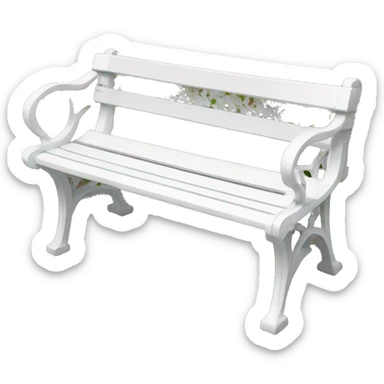 beautiful delicate white park bench sticker