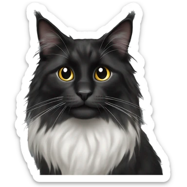 Black domestic long hair cat mix with bit of gray smiling sticker