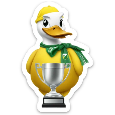 Oregon duck kissing a trophy sticker