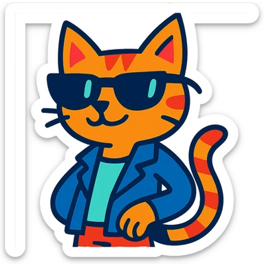 cool cat with sunglasses, vibrant style, confident vibe sticker