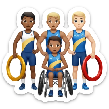 paralympic games with disable athletes with the right colors of olympic rings sticker