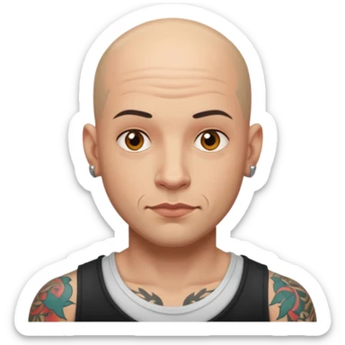 tatooed bald man  sticker