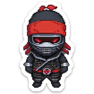 masked ninja, red headband sticker