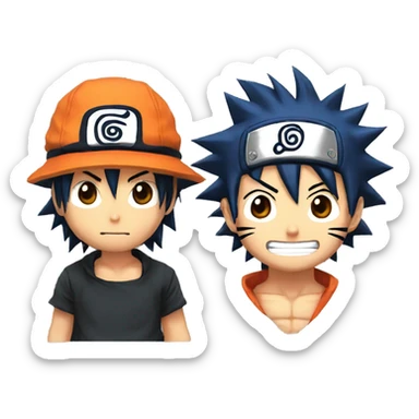 Naruto with luffy hat and goku hair sticker