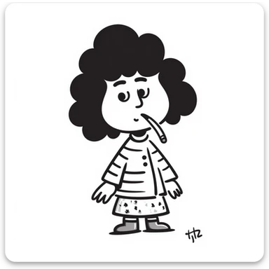 hand-drawn doodle of a whimsical character named 'tralalero tralala' smoking a joint sticker