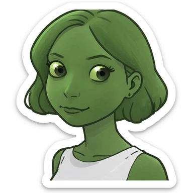 Girl with brown hair brown eyes make up white dress sticker