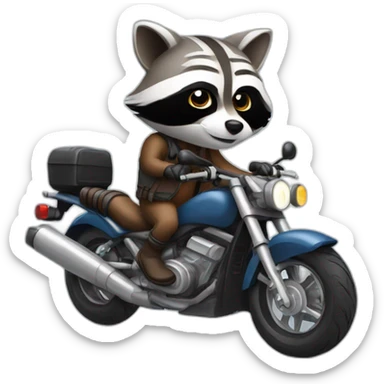 Raccoon  on motorbike sticker