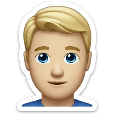 white man with round face light short hair and blue eyes sticker