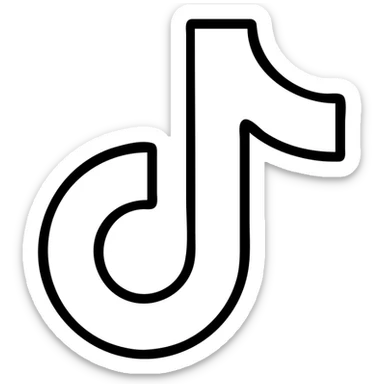 White TikTok logo, simple, clean, just outlines, on transparent background, no frame sticker