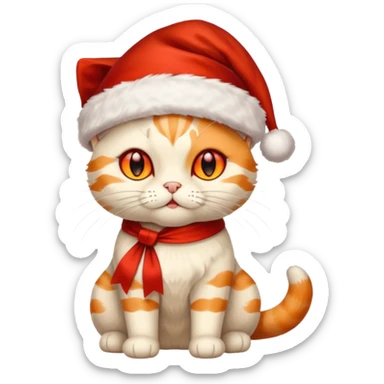 a full-body silk cat with Christmas accessories  sticker