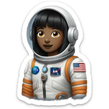 astronaut girl black hair and bangs sticker