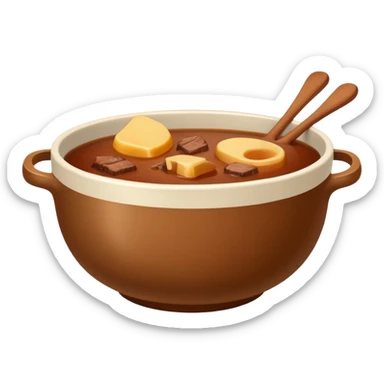 beef stock in a plain bowl, brown broth, no garnish, simple emoji style sticker