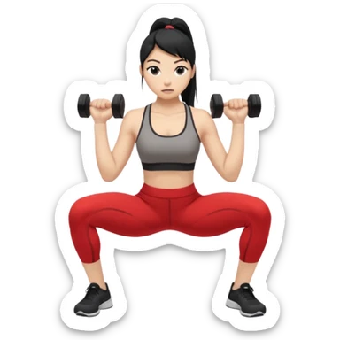 Women with long black ponytail doing a squat with no weights sticker
