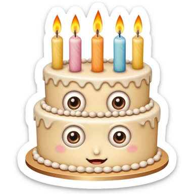 birthday cake with eyes and candles looking normal sticker