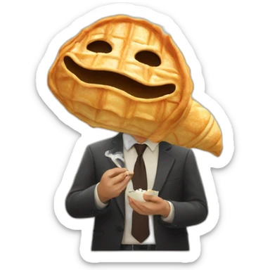 man with a taiyaki head smoking  sticker
