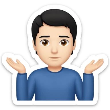 a guy shrugging his shoulders with a black hair sticker