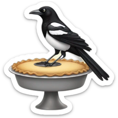 magpie standing in a pie sticker
