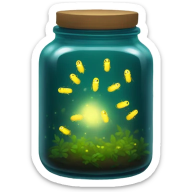 A glowing jar filled with fireflies sticker