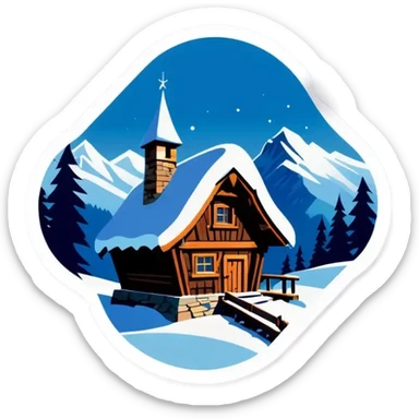 Blaue Holzhütte, im Winter sticker
