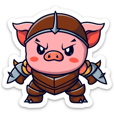 angry Minecraft baby Piglin in leather armor sticker