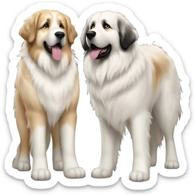 Great Pyrenees and Leonberger dogs standing next to each other sticker