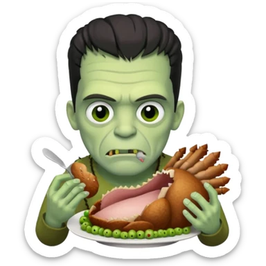 Frankenstein eating turkey sticker