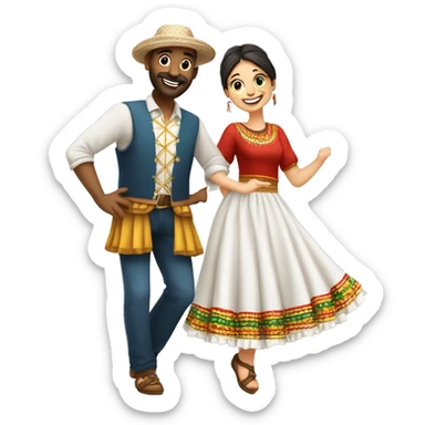 casal branco vestindo roupas vermelhas dançando quadrilha festa junina sticker