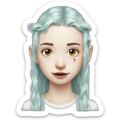 Grimes with milk on face, elon musk smirking sticker