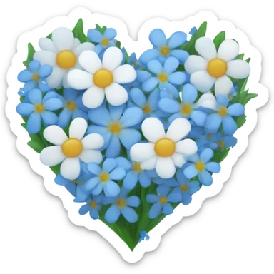 Blue heart and white flowers sticker
