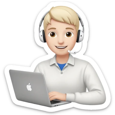 video meeting via laptop smiling person with airpods  sticker