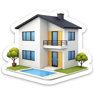 shared house minimalistic on white background, fullly filled sticker