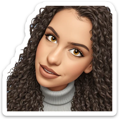 smiling girl in turtleneck sweater sticker