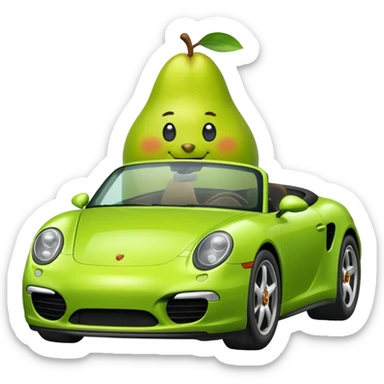 pear in a porshce sticker
