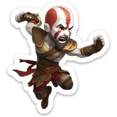 Kratos of god of war jumping sticker