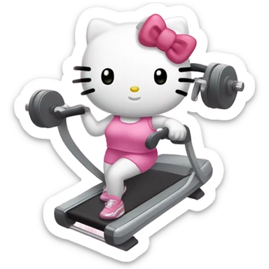 hello kitty in the gym sticker