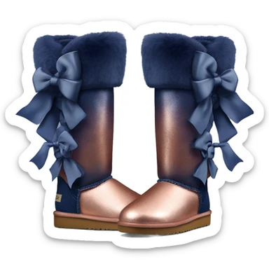 Realistic Pair of copper to Navy blue ombre Ugg fur boots with bows sticker