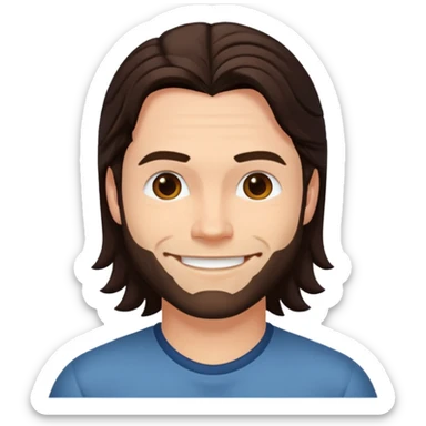 Chris Pontius with long dark brown hair sticker